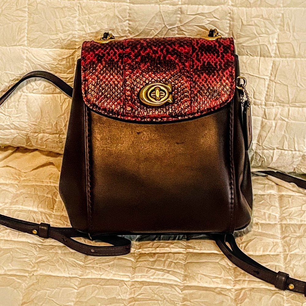 NWOT - COACH PARKER CONVERTIBLE BACKPACK 16 WITH SNAKESKIN DETAIL (79635)